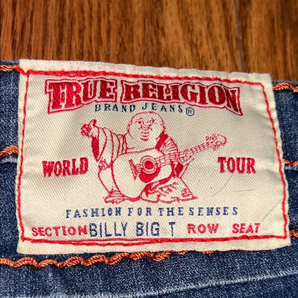 Y2K TRUE RELIGION Jeans Women 29 BILLY BIG T Low Rise Straight Leg Dark Blue USA - Picture 9 of 12